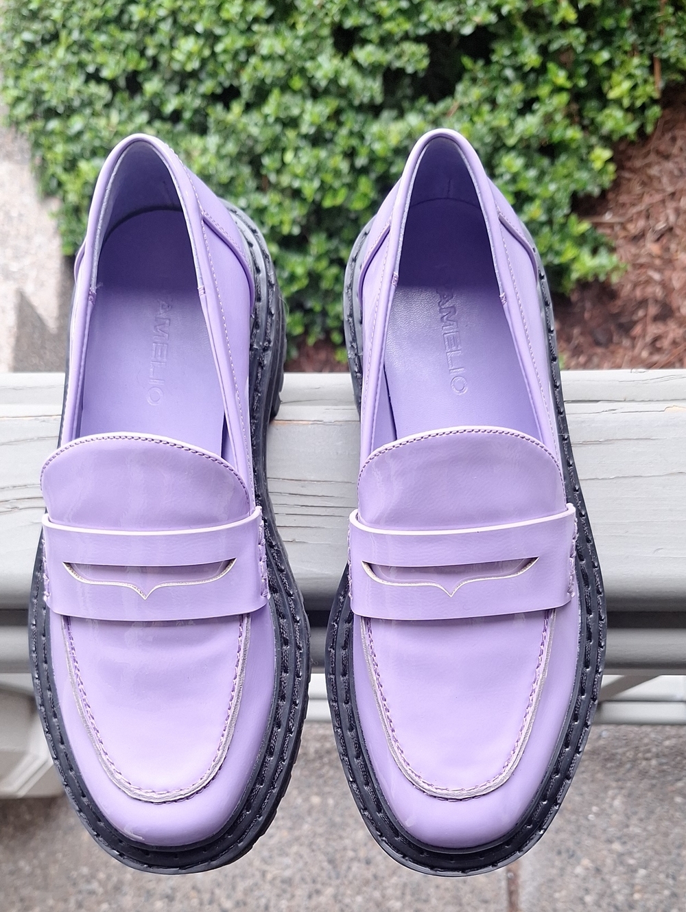 D'Amelio Prescia Purple Chunky Vegan Patent Leather Loafers Size 6 - Picture 3 of 9